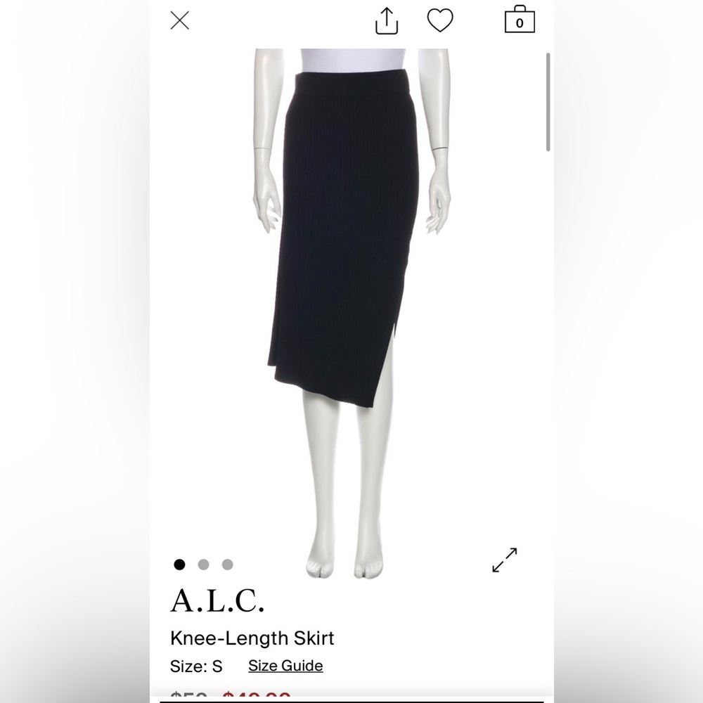 A.L.C. Black slit detail Ribbed Skirt